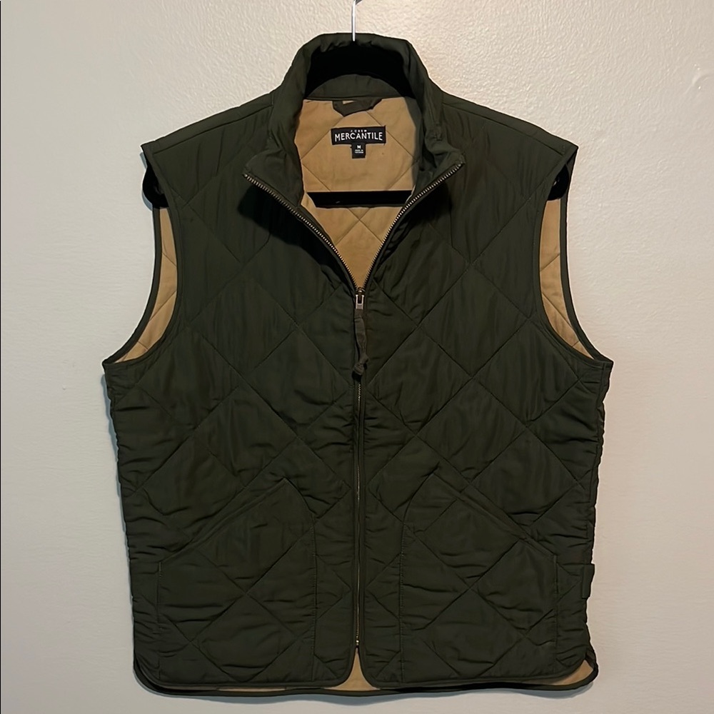 J. Crew Black Quilted Vest with Stand-Up Collar